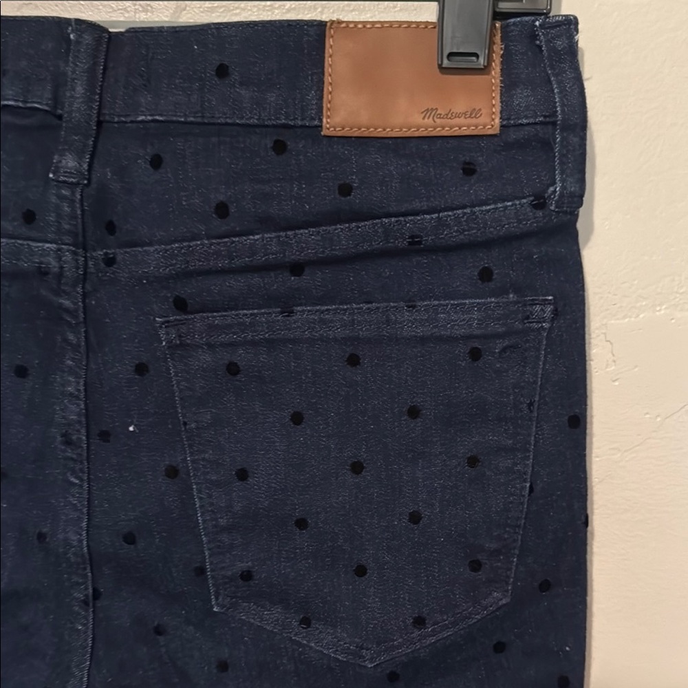 Madewell Women's Dark Blue Polka Dot 9” High-Rise Skinny Jeans 28 - Picture 6 of 9